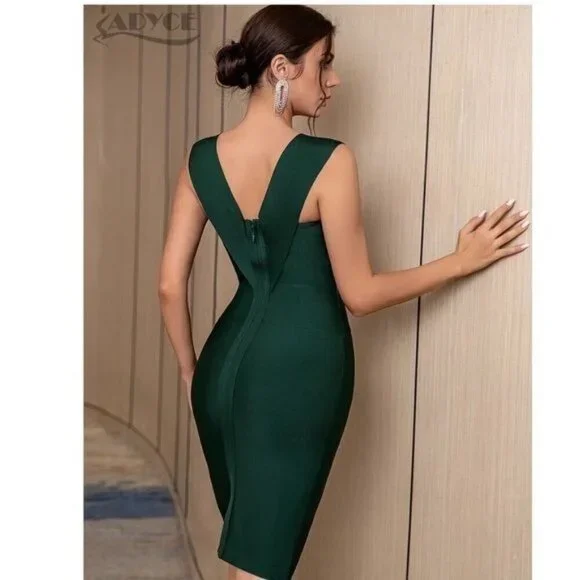 Green Bandage bodycon event party dress M